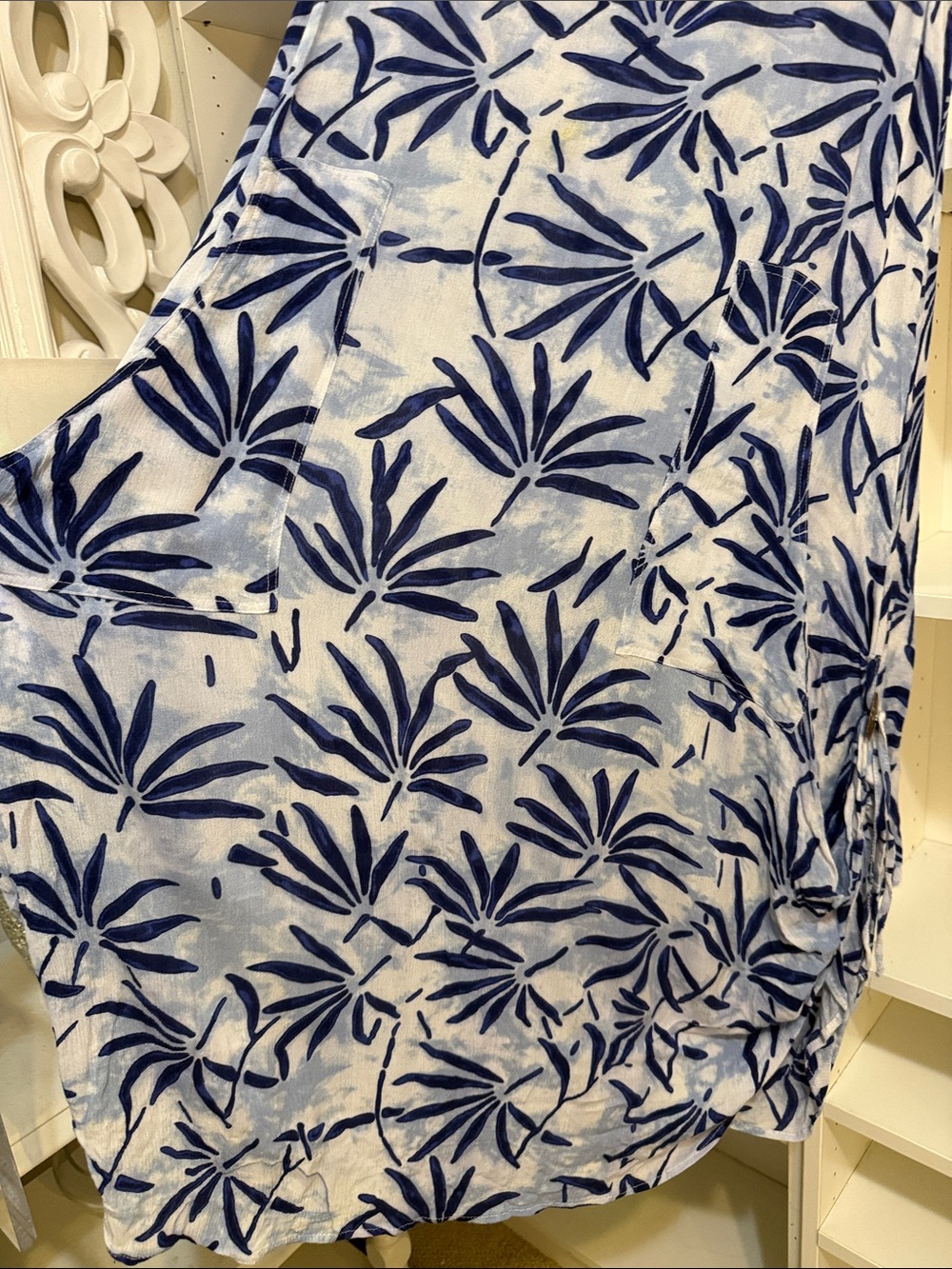 KAKTUS Blue & White Loose Flow Gauge Dress Fits: M/L - Picture 4 of 5